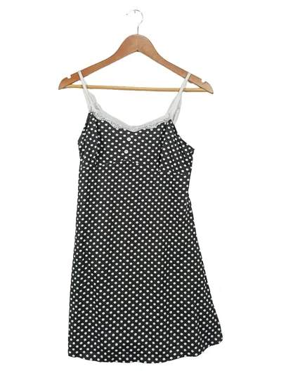 CALANDO Damen Nachthemd 40/L Schwarz Punkte Feminin Baumwolle