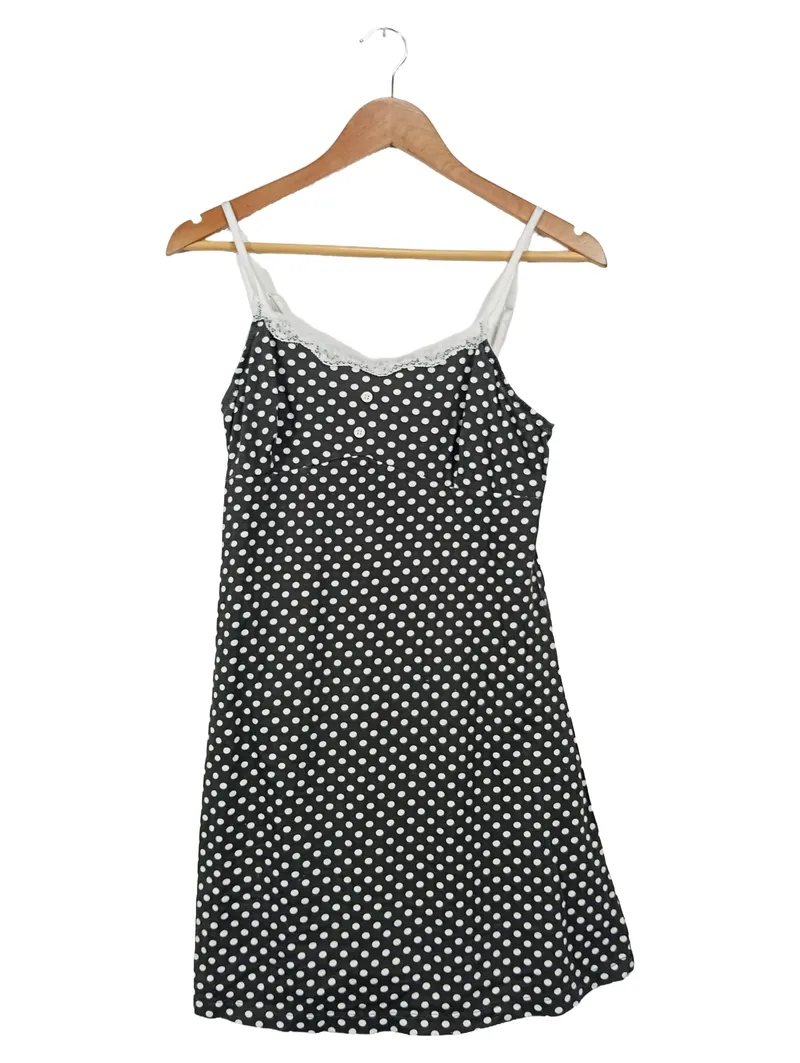 CALANDO Damen Nachthemd 40/L Schwarz Punkte Feminin Baumwolle 1