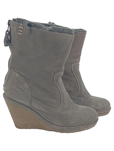 Görtz Damen Stiefelette Gr. 38 Grau Casual Keilabsatz Strickbund