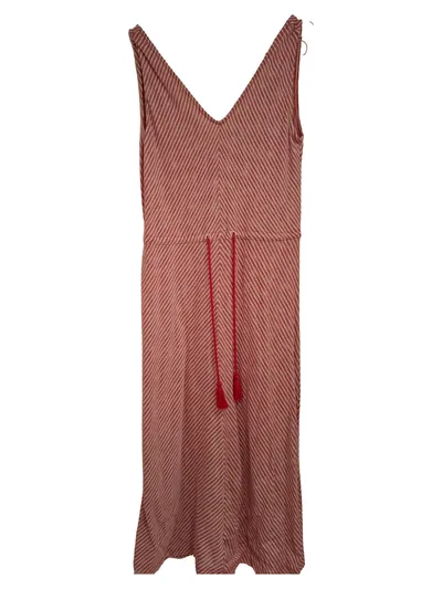 EDC Damen Freizeitkleid Midikleid Gr. 36/S Rot Gestreift Sommerkleid Casual