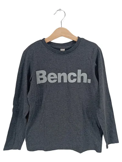 Bench Langarmshirt Kinder Gr. 134 Grau Meliert Logo-Print Baumwolle