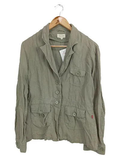 Jackpot Damen Leichte Jacke Gr. 38 Grau Leinen Casual Frühjahr Sommer