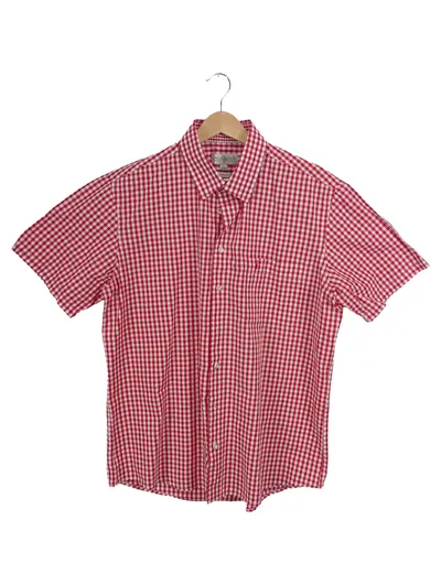 Almsach Trachtenhemd Herren Gr. L 41/42 Rot Weiß Kariert Kurzarm