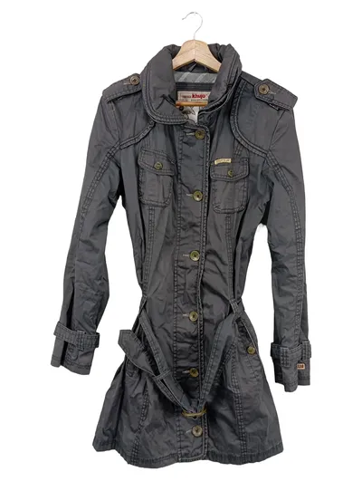 khujo Damen Leichte Jacke Mantel Grau Gr. 42/XL Casual Baumwolle