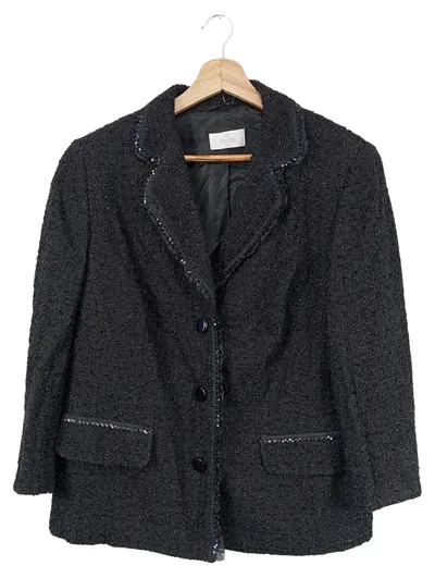 Élégance Blazer Damen Gr. 44 Schwarz Elegant Pailletten