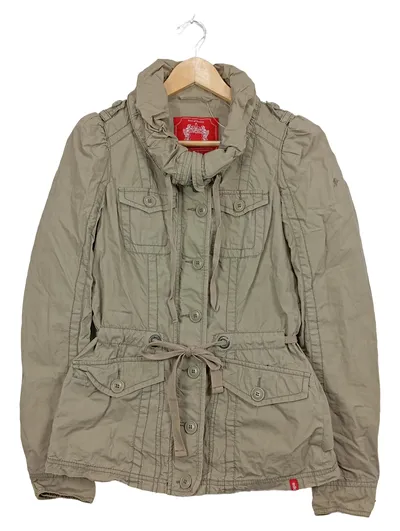 edc by Esprit Damen Parka Feldjacke Beige Gr. XS/34 Baumwolle