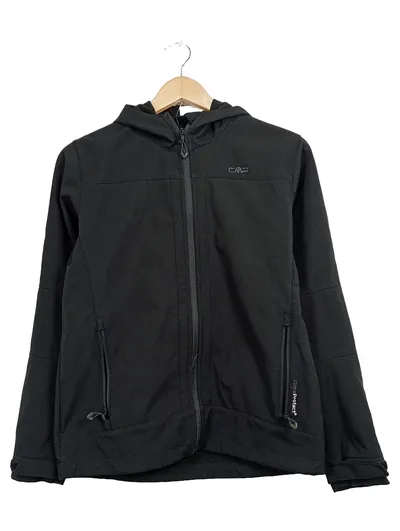 CMP Softshelljacke Kinder Gr. 164 Schwarz Kapuze ClimaProtect Outdoor