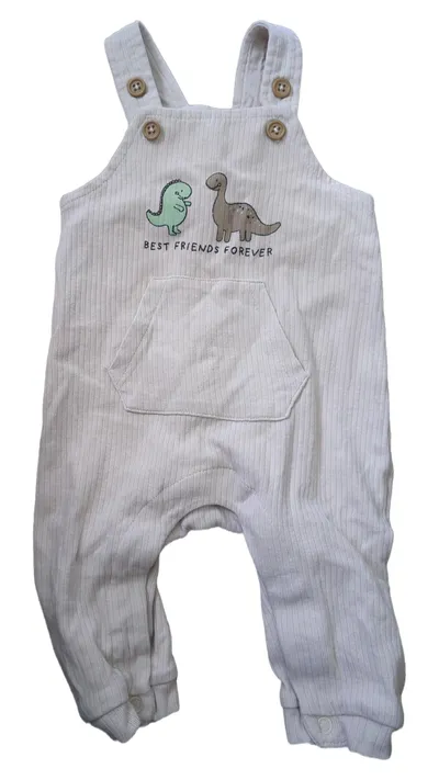 dopodopo Baby Jumpsuit Overall Gr. 56 Beige Tiermotiv Schriftzug Baumwolle