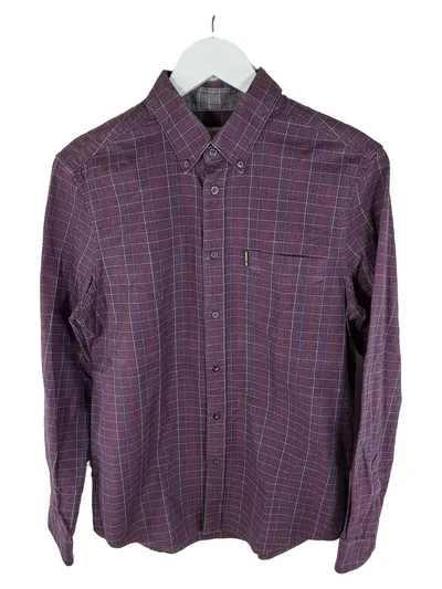 Ben Sherman Hemd Herren M Kariert Lila Button-Down Langarm Baumwolle
