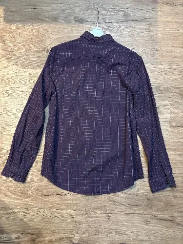 Ben Sherman Hemd Herren M Kariert Lila Button-Down Langarm Baumwolle