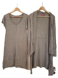 ITRÍCIA Twin Set Kleid & Strickjacke Damen Gr. 38 Grau Baumwolle 1