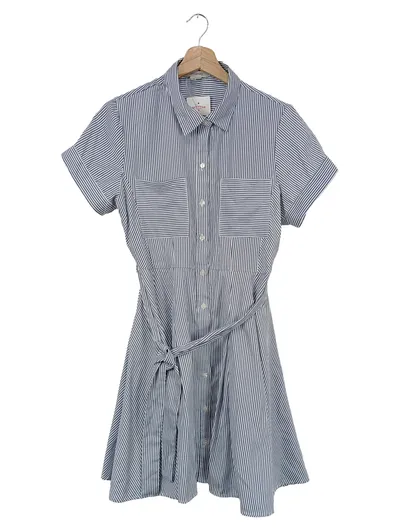 Passport Damen Blusenkleid Gestreift Blau Weiß Gr. 40/L Casual