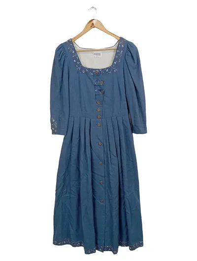 Pfister Dirndl Trachtenkleid Damen Gr. 40/L Blau Traditionell