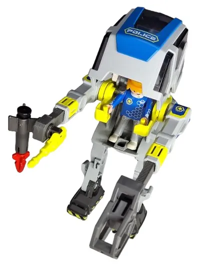 PLAYMOBIL Polizei Roboter Spielzeugauto mit Polizist Figur blau 18cm
