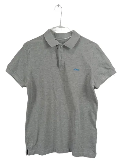 s.Oliver Poloshirt Herren Gr. L/50 Grau Meliert Kurzarm Basic