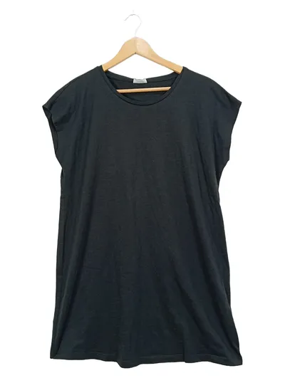 Noisy May Damen T-Shirt Kleid Schwarz Gr. M Basic Longshirt Ärmellos