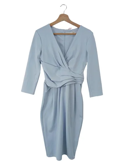 City Goddess Businesskleid Damen 40 Blau Elegant Raffungen 3/4 Arm Viskose