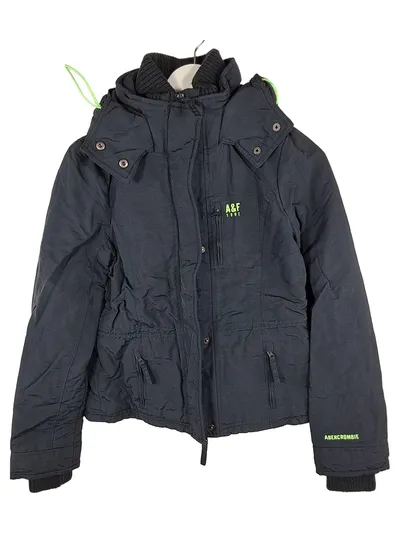 Abercrombie & Fitch Damen Outdoorjacke Gr. S Blau Kapuze Neon