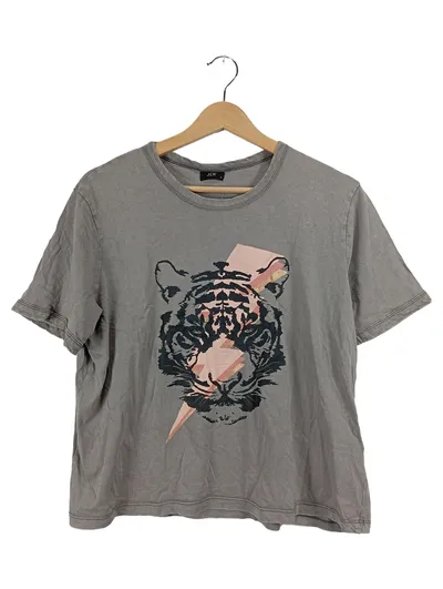 JDY Damen T-Shirt Tiger Blitz Print Grau Gr. S Casual Baumwolle