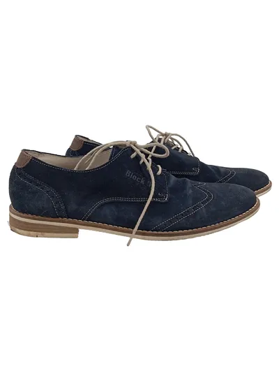 Block Q Herren Schnürschuhe Wildleder Blau Business Gr. 44