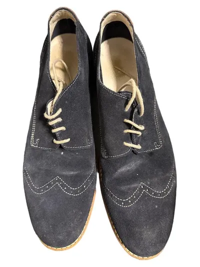 Block Q Herren Schnürschuhe Wildleder Blau Business Gr. 44