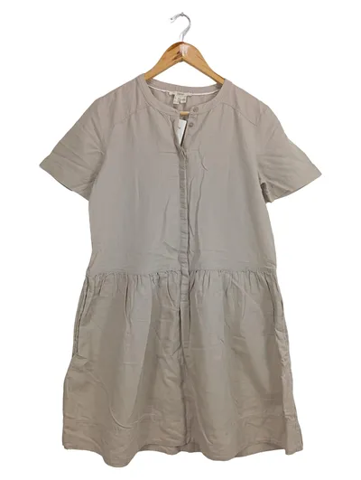 Esprit Damen Freizeitkleid Gr. 36/S Beige Leinen Baumwolle Casual