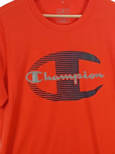 Champion Herren Sport T-Shirt Orange Logo-Print Gr. L Polyester