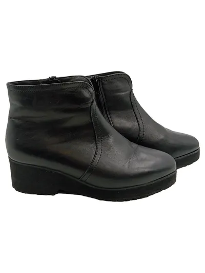 Peter Kaiser Damen Stiefeletten Schwarz Leder Keilabsatz Gr. 38 gefüttert