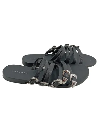 Topshop Damen Sandalen Schwarz Gr. 38 Riemchensandalen Casual