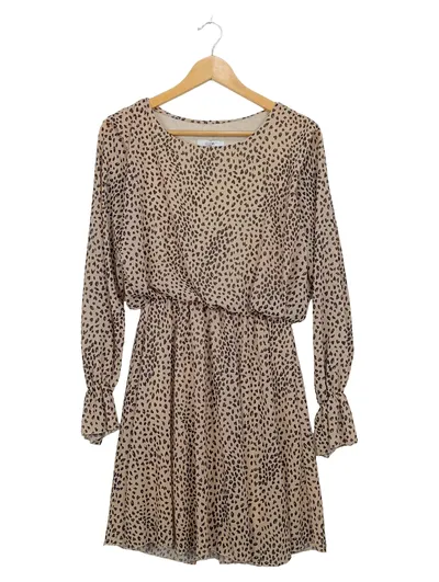Hailys Damen Freizeitkleid Leopardenmuster Gr. S Beige Langarm