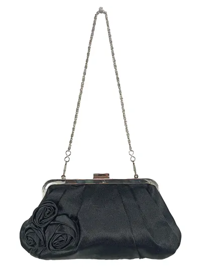 Picard Clutch Damen Schwarz Elegant mit Blumen Applikation & Kette Abendtasche