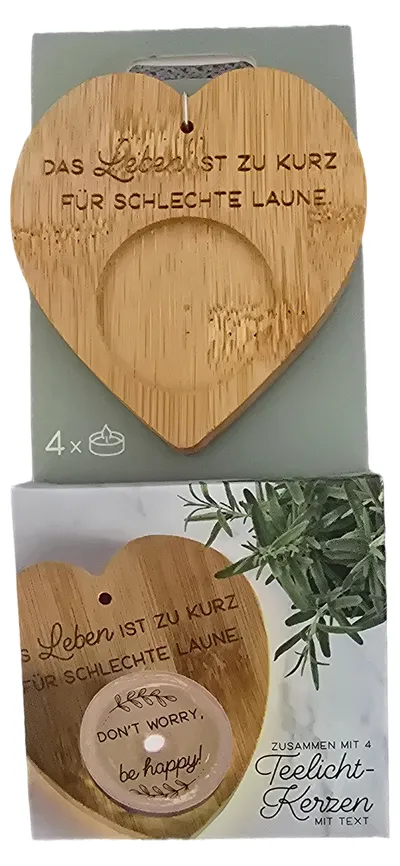Formano Teelichthalter Herz Holz Romantisch Braun mit Teelichtern Deko