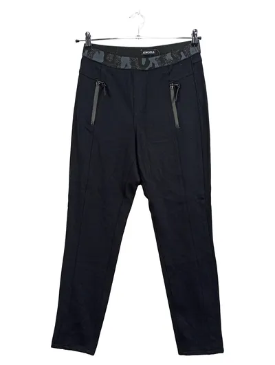 ÆNGELS Damen Hose Schwarz Gr. 38 Sportlich Reißverschluss Stretch