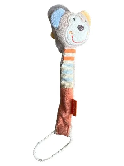 Fehn Greifling Affe gestreift Polyester Baby Spielzeug Orange 6x17cm