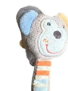 Fehn Greifling Affe gestreift Polyester Baby Spielzeug Orange 6x17cm