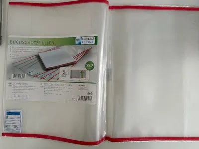 United Office® Buchschutzhüllen 5 Stück 29,7 cm Transparent Rot