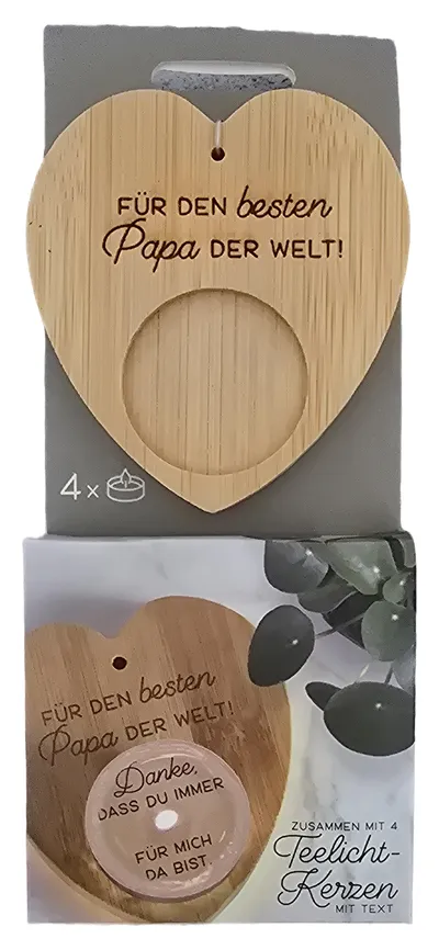 Formano Teelichthalter Herz Holz Geschenk Papa Welt!