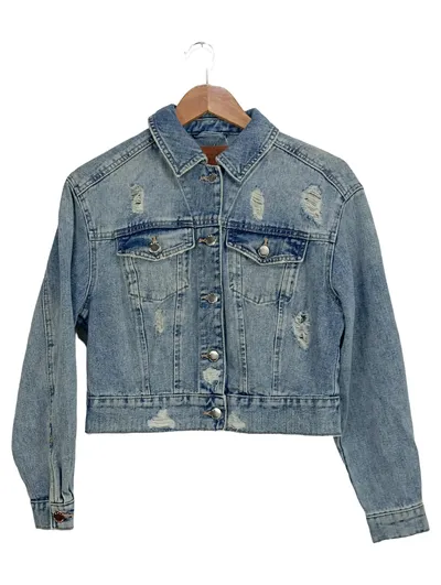 ONLY Damen Jeansjacke XS Blau Streetwear Cropped