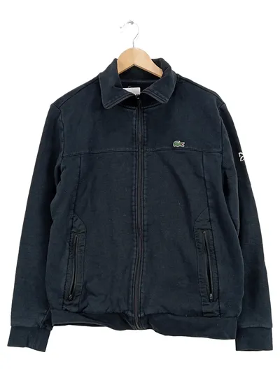 Lacoste Herren Sweatjacke Gr. XL Schwarz Baumwolle Logo Sportlich