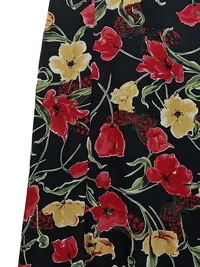 BASLER Damen Sommerkleid Gr. 42/XL Blumenmuster Schwarz Rot Gelb Maxikleid 2