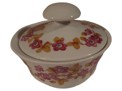 JL Menau Zuckerdose mit Deckel Blumenmuster DDR Porzellan Vintage
