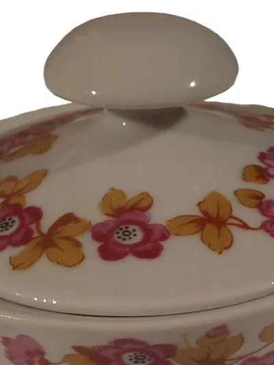 JL Menau Zuckerdose mit Deckel Blumenmuster DDR Porzellan Vintage
