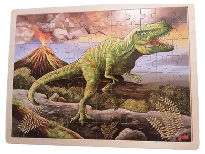 goki Holzpuzzle Dinosaurier Tyrannosaurus Rex Vulkan Kinder Puzzle 96 Teile