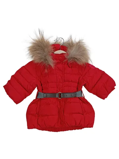 Monnalisa Mädchen Steppjacke Rot Gr. 98 (3 Jahre) Winterjacke mit Gürtel