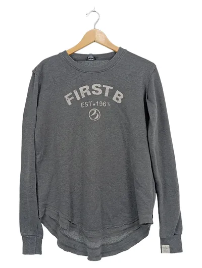 First B Sweatshirt Herren Gr. 36/S Grau Est 1963 Logo Pullover