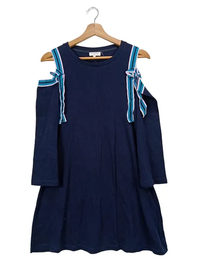 CLAUDIE PIERLOT Damen Freizeitkleid Blau Gr. 36/S Cut-Outs Schleifen Baumwolle