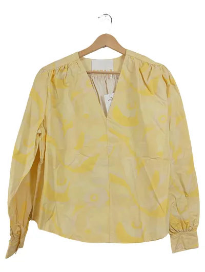 REMAIN Birger Christensen Damen Bluse Langarm Gelb Gr. 40 Baumwolle
