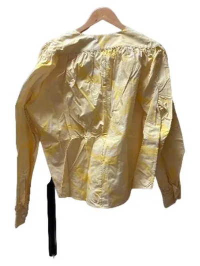 REMAIN Birger Christensen Damen Bluse Langarm Gelb Gr. 40 Baumwolle