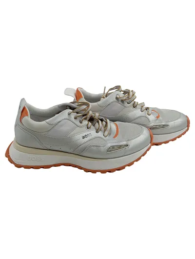 BOSS Herren Sneaker Low Weiß Orange Gr. 42 Sportlich Freizeit