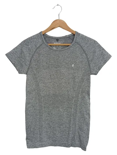 WORKOUT by Atmosphere Damen Sport Shirt Gr. 36/38 Grau Meliert Kurzarm